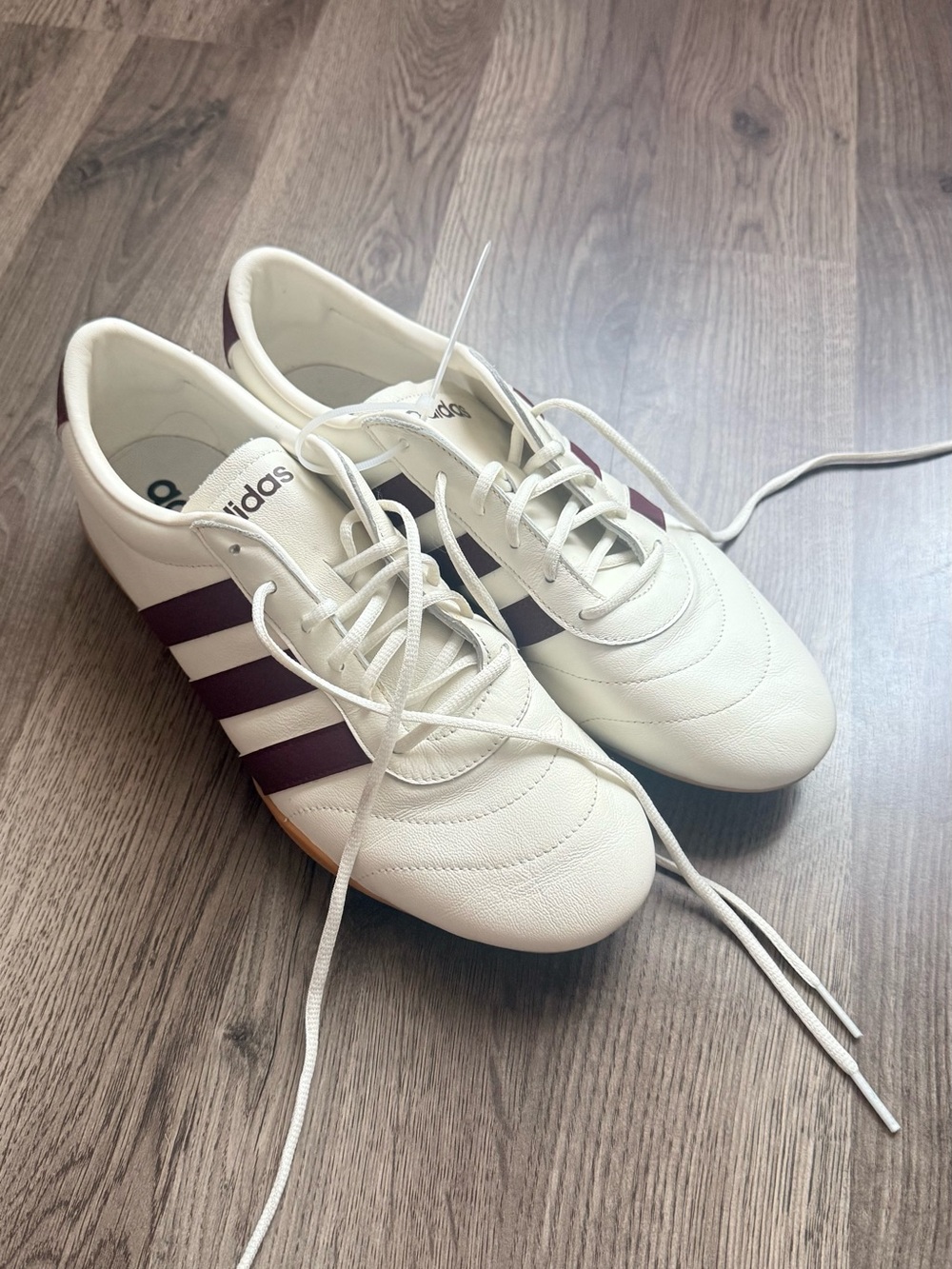 adidas White Sneakers with Maroon Heel Accent